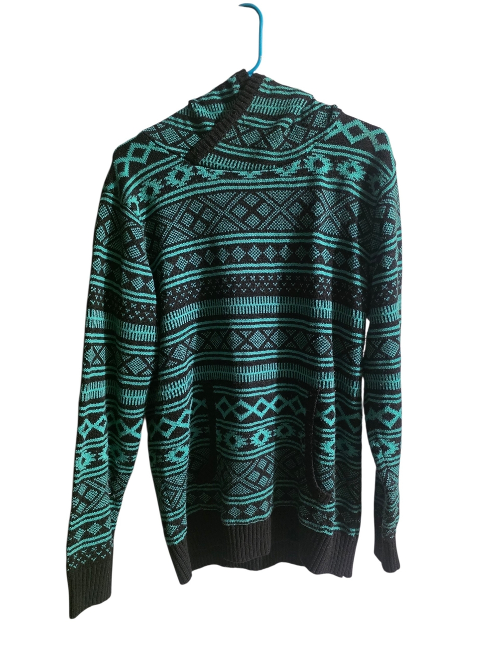 Black Brand Men's Teal & Black Geometric Crewneck Sweater
